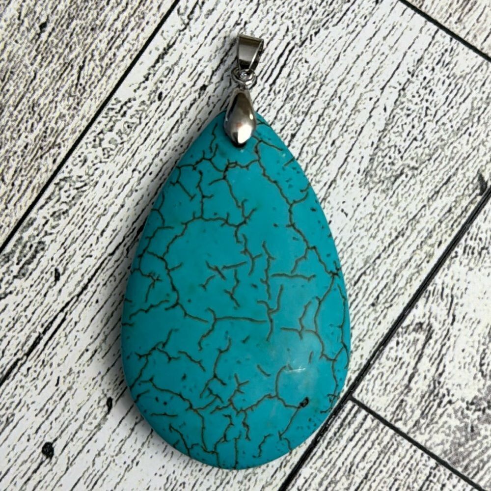 Turquoise Tear Drop Pendant - Picture 2 of 5